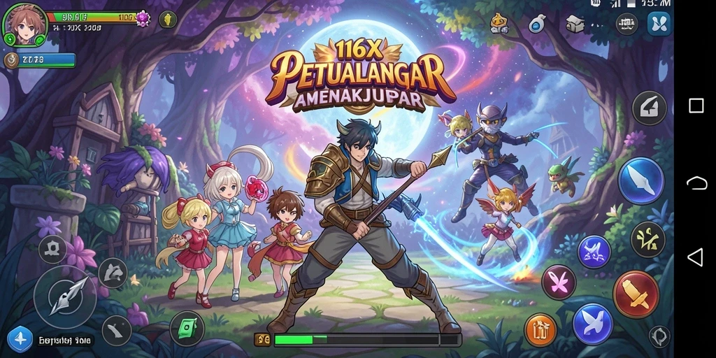 Tampilan fantastis dari gameplay Anime 116X yang penuh warna.
