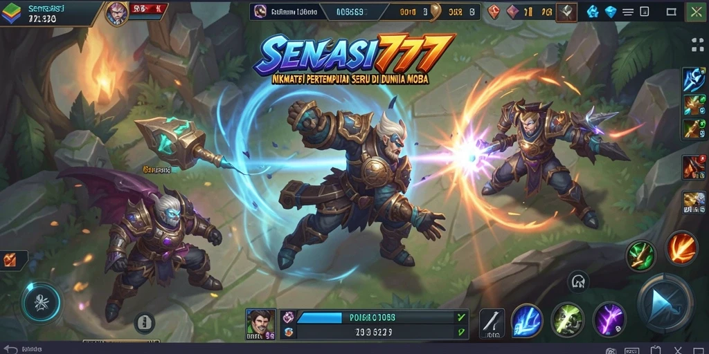 Tampilan menarik dari gameplay SENSASI777 dalam pertempuran MOBA.